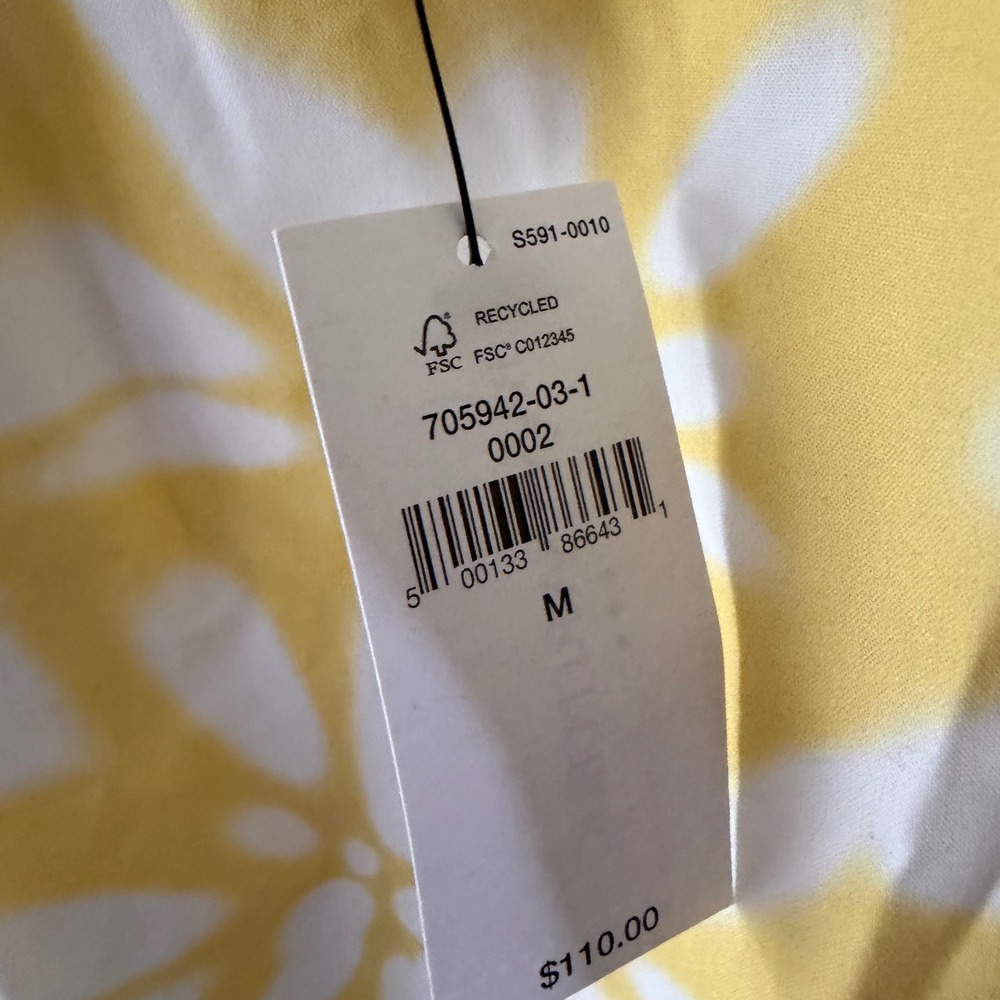 Banana Republic Poplin Floral Halter Dress M Yellow White Ruffle Pockets Coastal - Picture 7 of 13
